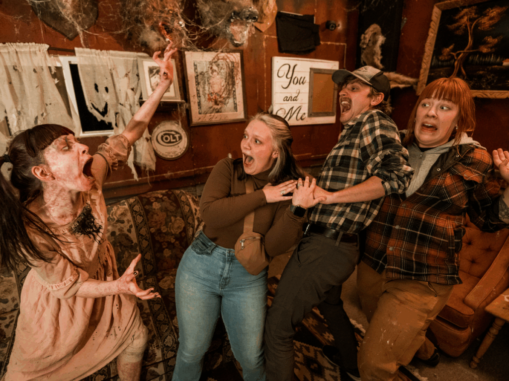 Crowd screaming because of creepy girl