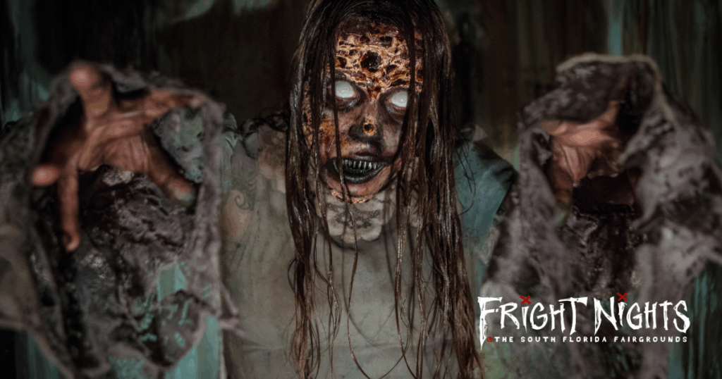 Fright Nights logo with zombie
