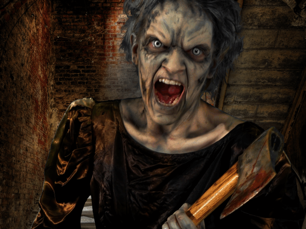 Axe-wielding female spirit