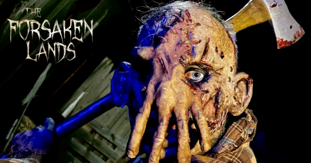 The Forsaken Lands logo with axe-wielding mutant